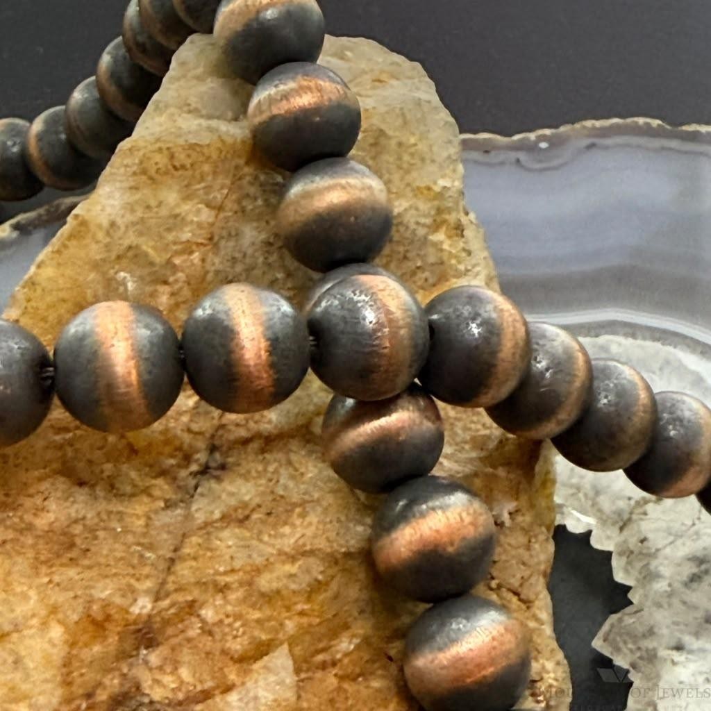 Copper Navajo Pearl Beads 10 mm Necklace Length 20"-22" For Women