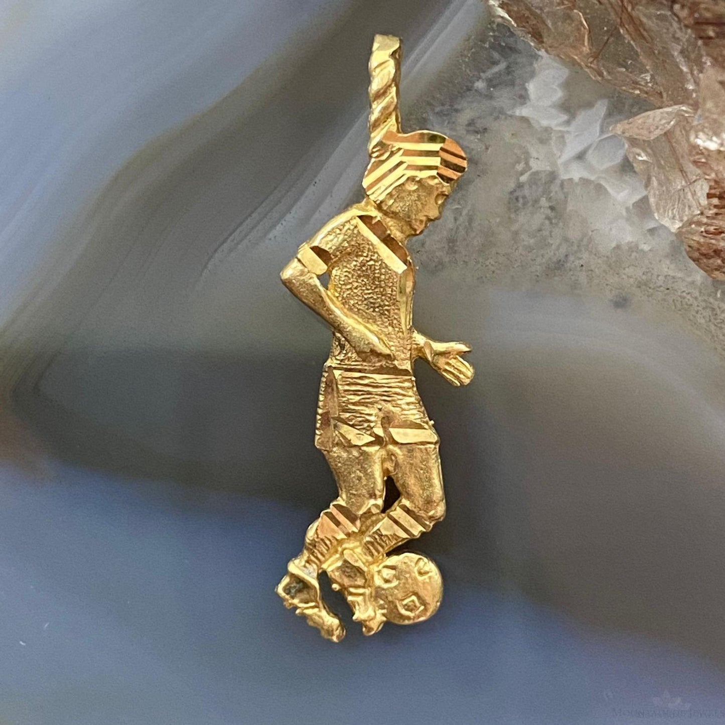 14K Yellow Gold Soccer Player Charm For Fans and Players