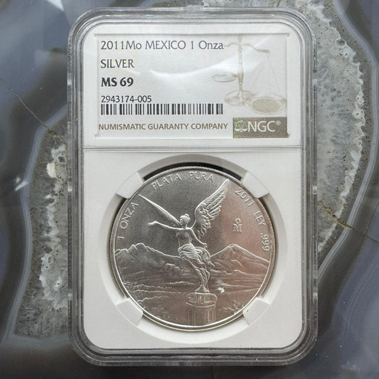 2011 Mexico One Ounce Libertad .999 Fine Silver NGC MS69 #2943174-005
