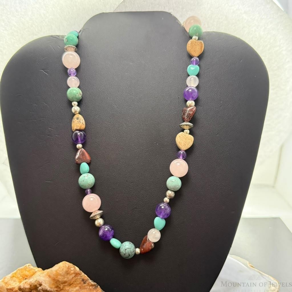 Carolyn Pollack Sterling Silver Multistone Beads 18" Necklace For Women