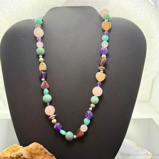 Carolyn Pollack Sterling Silver Multistone Beads 18" Necklace For Women