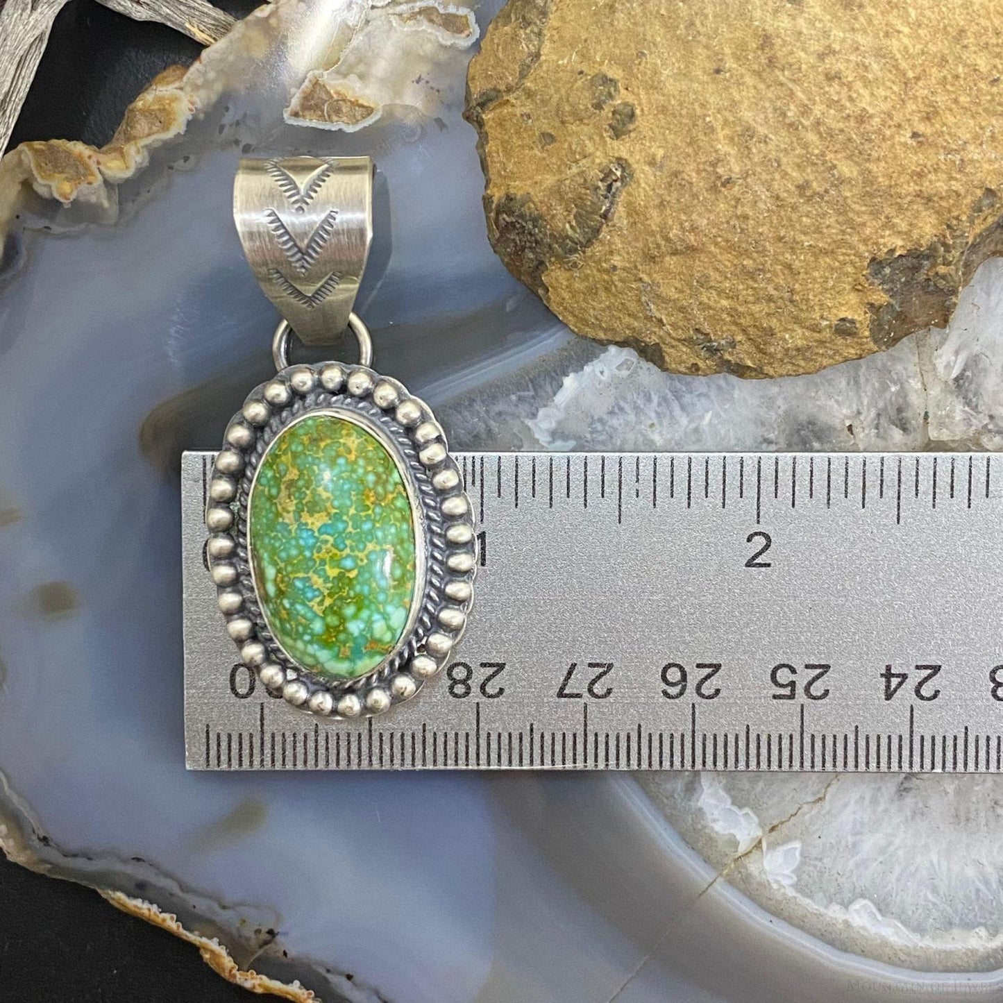 Gilbert Platero Native American Sterling Silver Oval Turquoise Unisex Pendant