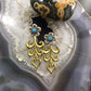 Carolyn Pollack Sterling Silver & Brass Turquoise Dot Flower Dangle Earrings For Women