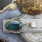 Sterling Silver Southwestern Style Oval Chrysocolla Decorated Pendant For Women