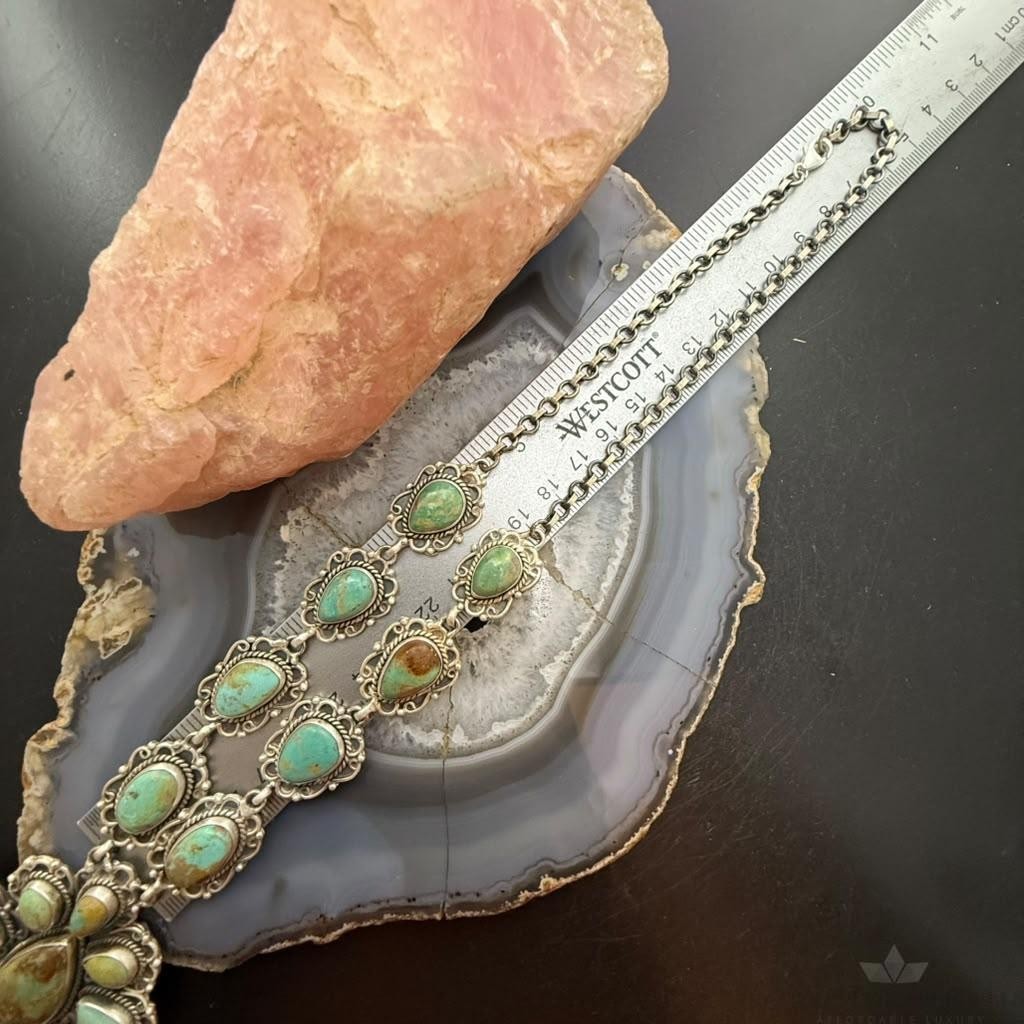Sterling Silver Southwestern Style Royston Turquoise Lariat 29" Necklace For Women