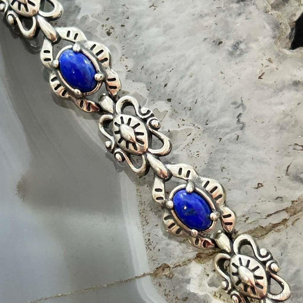 Carolyn Pollack Sterling Silver Lapis Decorated Foldover Link Bracelet For Women