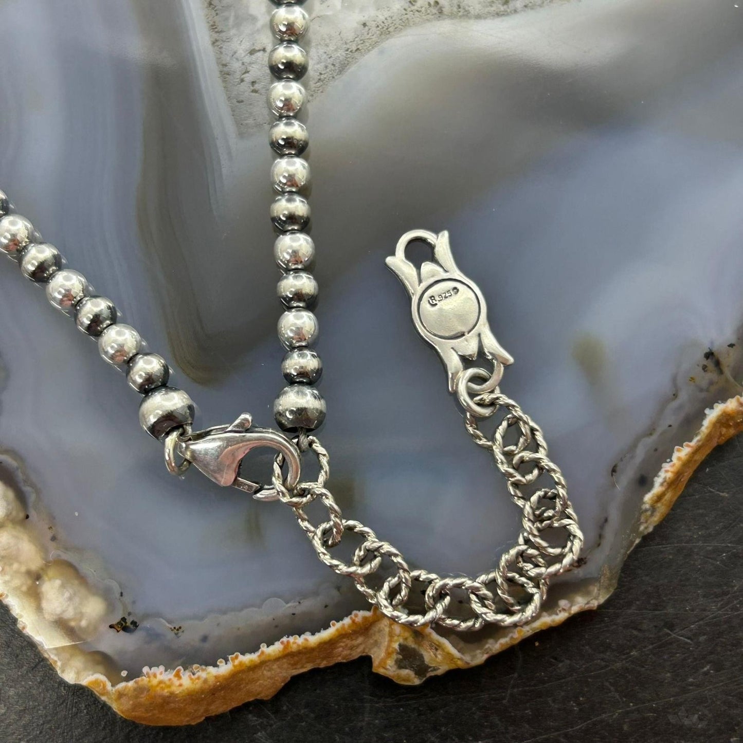 Carolyn Pollack Sterling Silver Decorated Beaded 26"-28" Necklace For Women