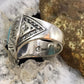 Carolyn Pollack Sterling  Silver Oval Turquoise Decorated Shield Ring Size 9.5 For Women