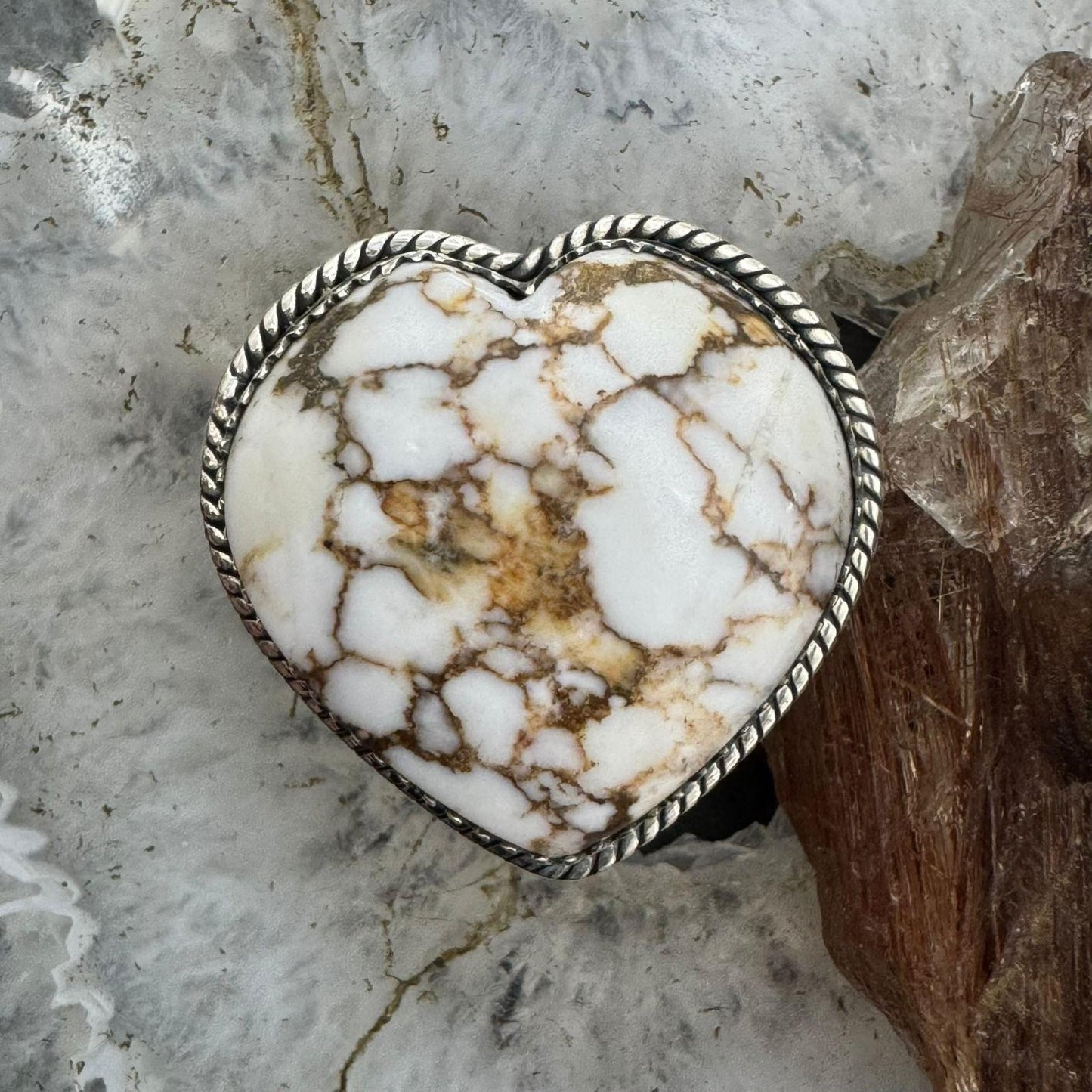 Sterling Silver Southwestern Style Wild Horse Heart Shape Ring Size 6 For Women