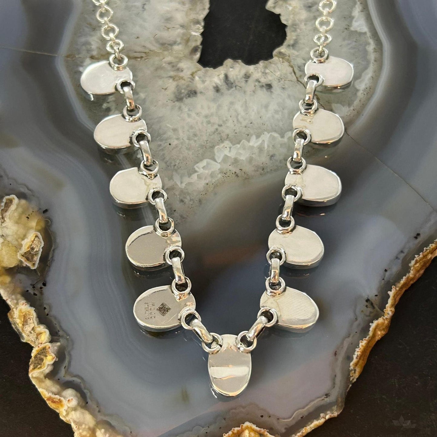 Sterling Southwestern Style Oval Pilot Mountain Turquoise 20" Necklace For Women