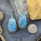 Sterling Silver Southwestern Style Oval Blue Apatite Dangle Earrings For Women