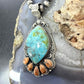 Sterling Silver Southwestern Style Large Turquoise & Spiny Oyster Pendant For Women
