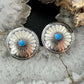 Native American Sterling Silver Concho w/Turquoise Dot Stud Earrings For Women