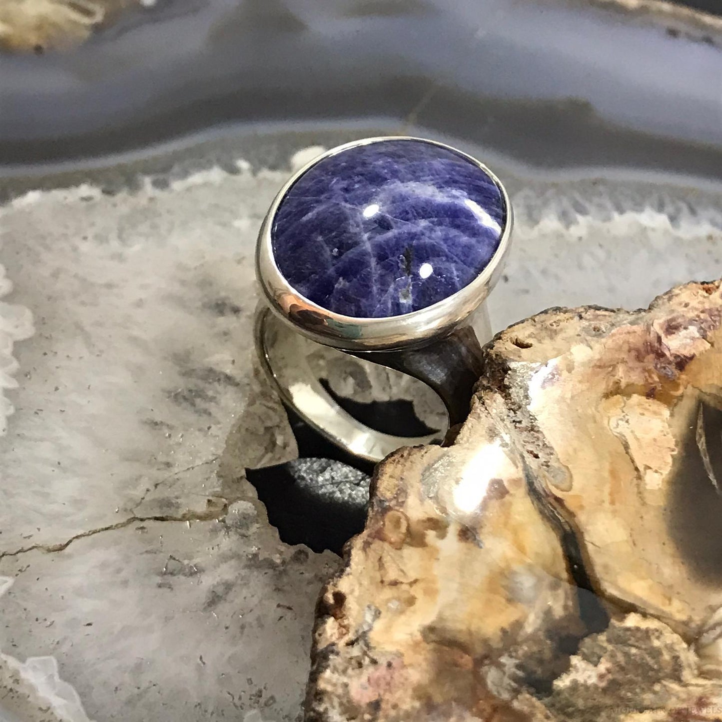 Carolyn Pollack Sterling Silver Large Oval Sodalite Ring Size 8 For Women