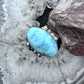 Sterling Silver Southwestern Style Oval Larimar Wide Band Ring Size 8 For Women