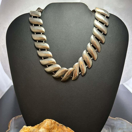Vintage Sterling Silver Leaf Style 15" Linked Necklace For Women
