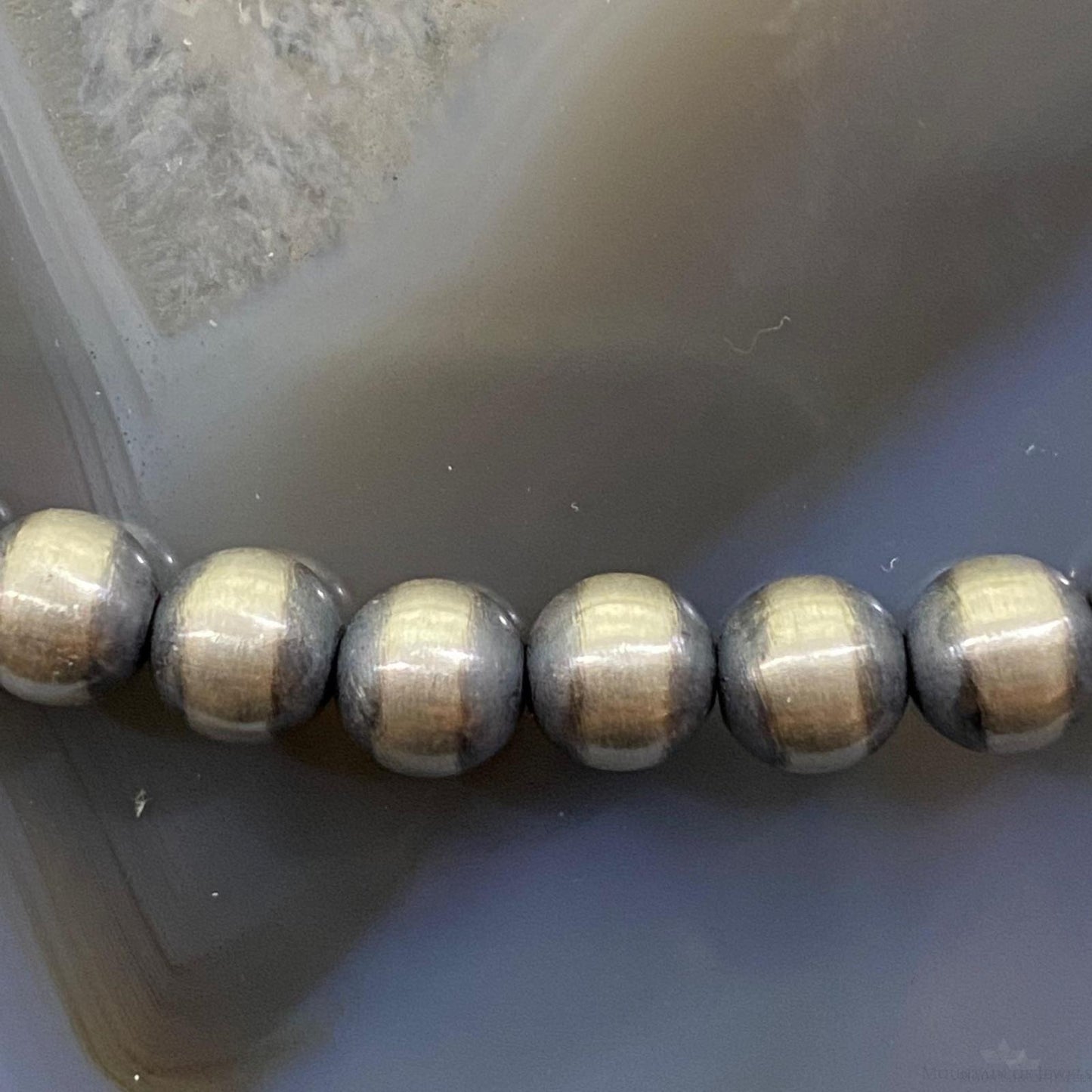 Navajo Pearl Beads 6 mm Sterling Silver Necklace Length 16" For Women