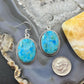 Sterling Silver Southwestern Style Oval Mojave Turquoise Dangle Earrings For Women