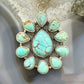 Sterling Silver Southwestern Style Teardrop Royston Turquoise Decorated Cluster Pendant