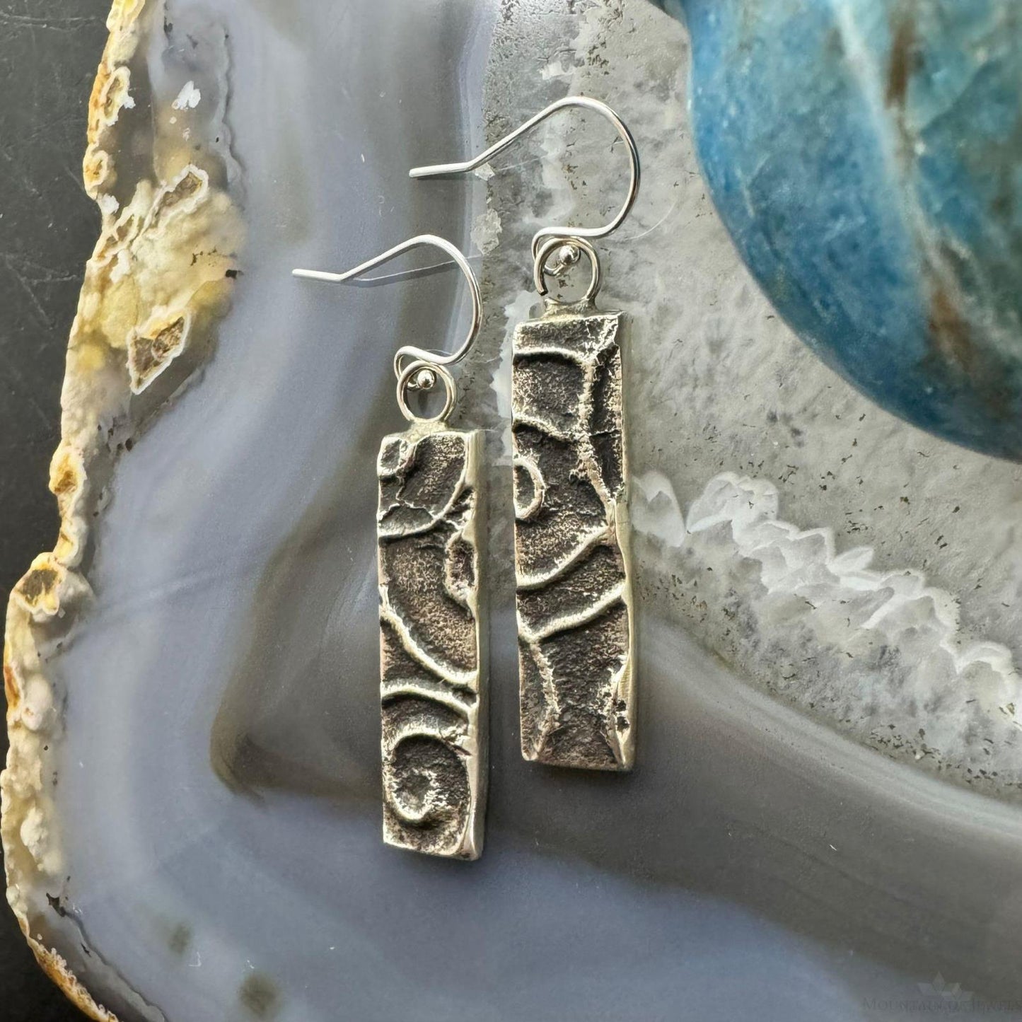 Cheyenne Custer Native American Sterling Silver Trapeze Tufa Cast Dangle Earrings For Women