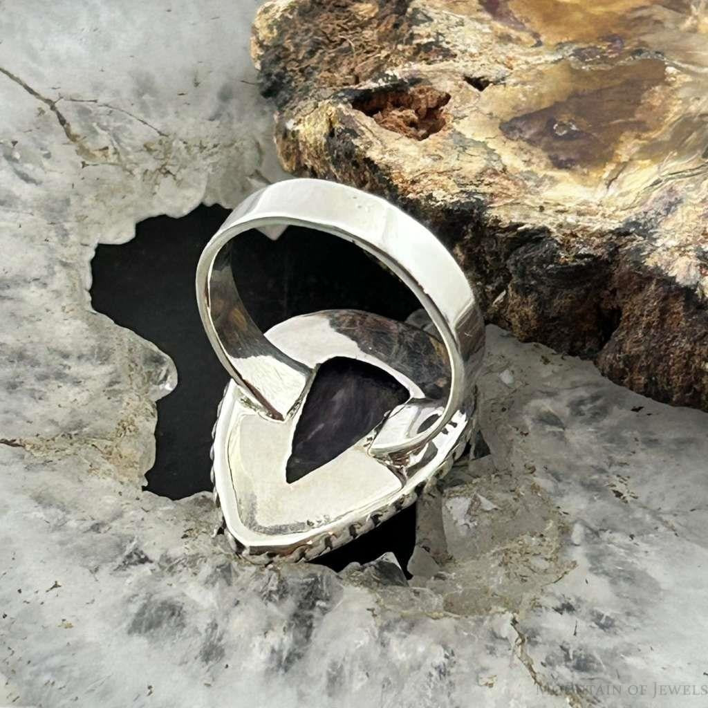 Sterling Silver Southwestern Style Teardrop Charoite Ring Size 7 For Women