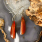 Sterling Silver Elongated Half Moon Carnelian Slab Dangle Earrings For Women 327