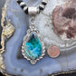 Sterling Silver Southwestern Style Elongated Teardrop Shattuckite Decorated Pendant For Women