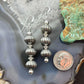 Native American Sterling Silver Grooved Saucer Pearl Beads Dangle Earrings For Earrings