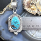 Sterling Silver Southwestern Style Large Egg-shape Kingman Turquoise Pendant For Women