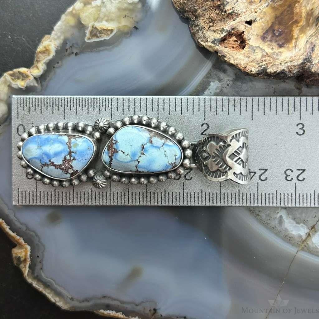 Native American Sterling Silver Double Golden Hill Turquoise Pendant For Women