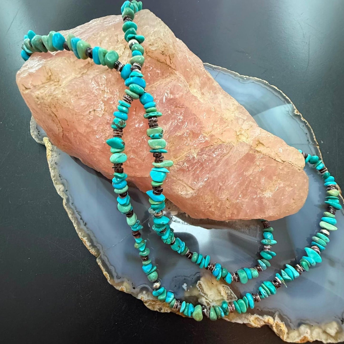 Carolyn Pollack Sterling Silver Natural Turquoise & Heishi Beads 32"-34" Necklace For Women