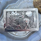 Elaine Becenti Native American Sterling Silver Rectangular Overlay Belt Buckle For Men