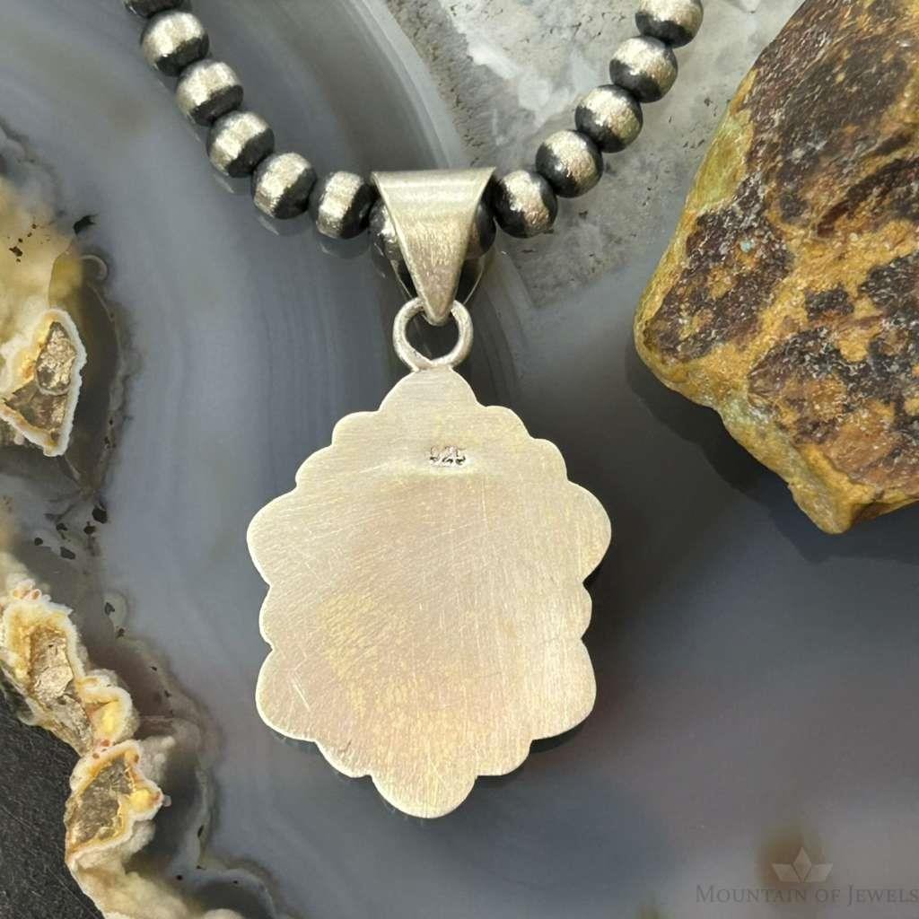 Sterling Silver Southwestern Style Oval Palomino Decorated Pendant For Women