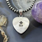 Sterling Silver Southwestern Style White Buffalo Heart Pendant For Women