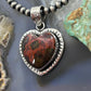 Sterling Silver Southwestern Style Seam Agate Decorated Heart Pendant For Women