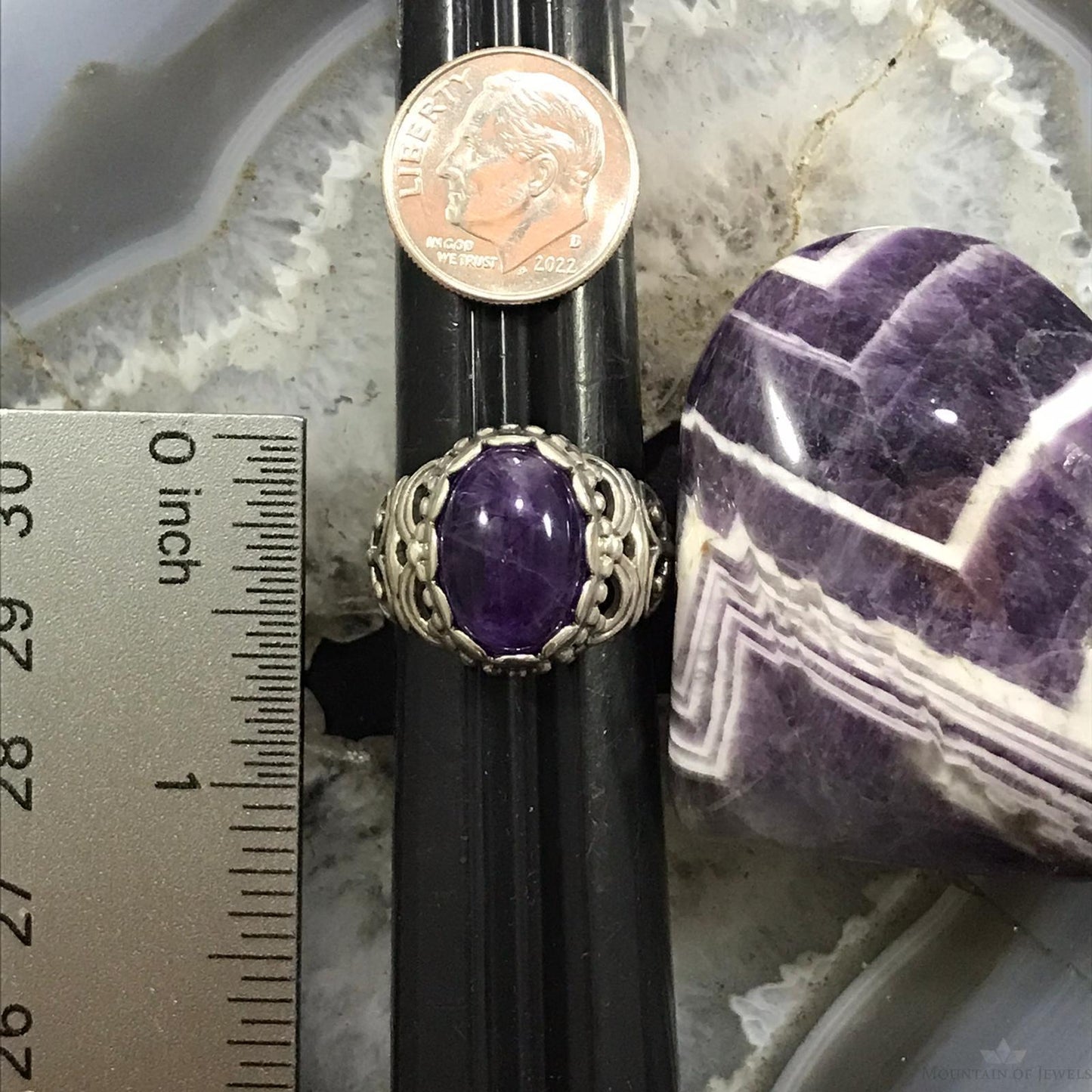 Carolyn Pollack Sterling Silver Oval Amethyst Dome Ring Size 8.25 For Women