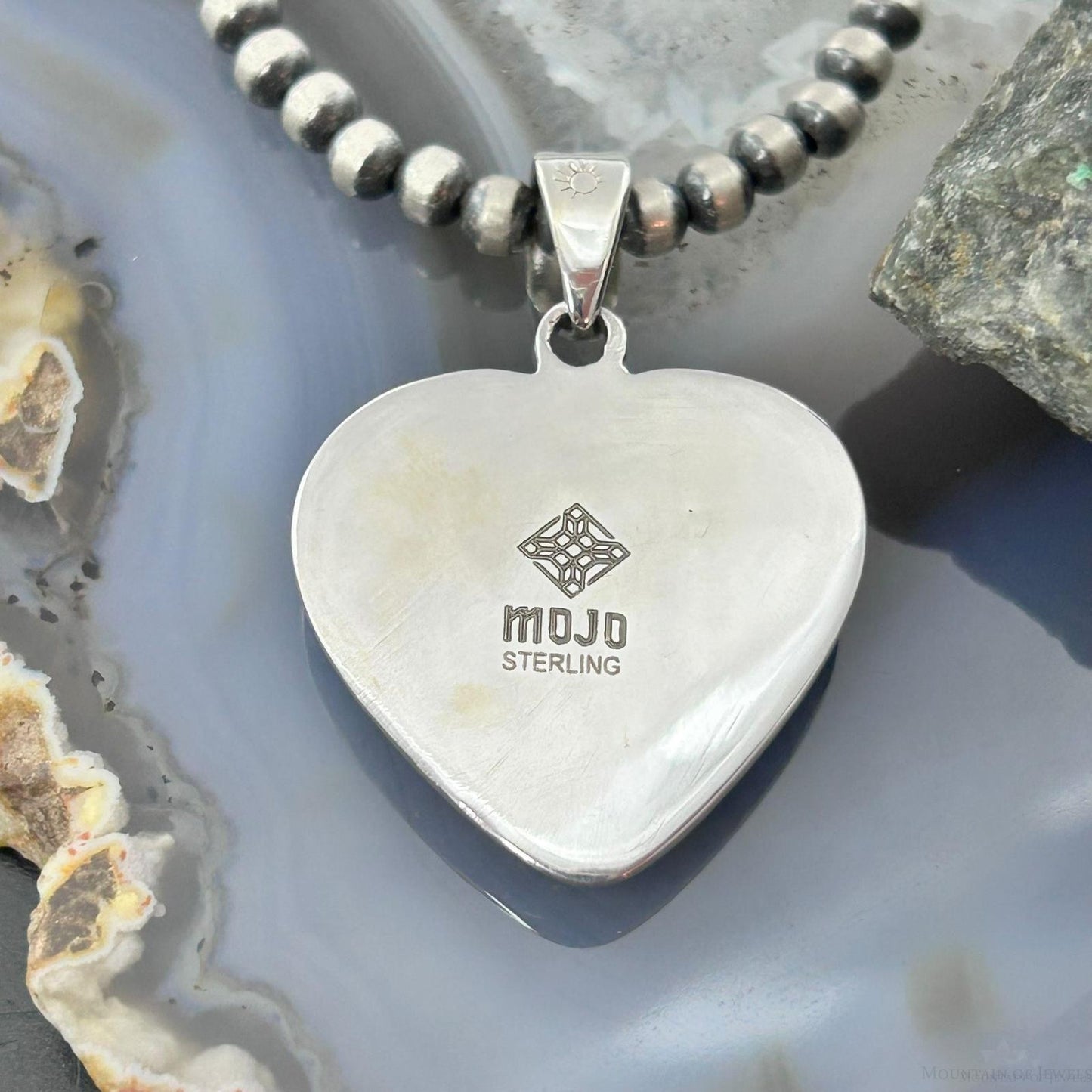 Sterling Silver Southwestern Style White Buffalo Decorated Heart Pendant For Women #3