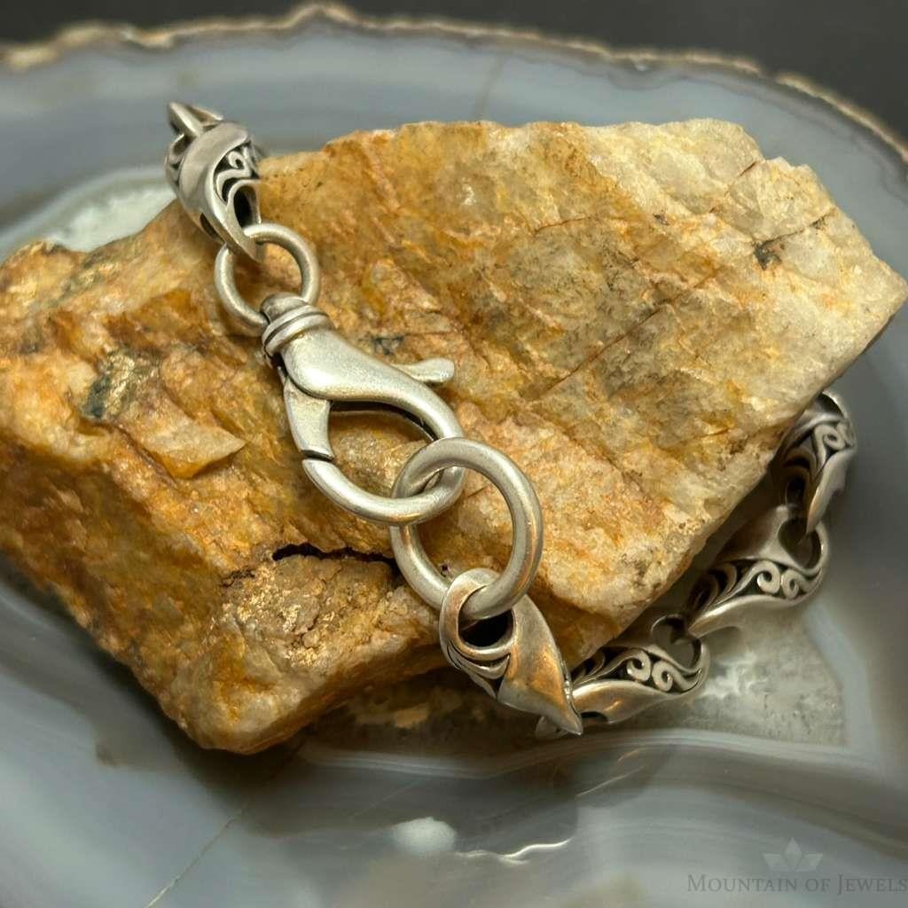 Sterling Silver Swirl Link Fashion 9" Bracelet/Anklet For Women