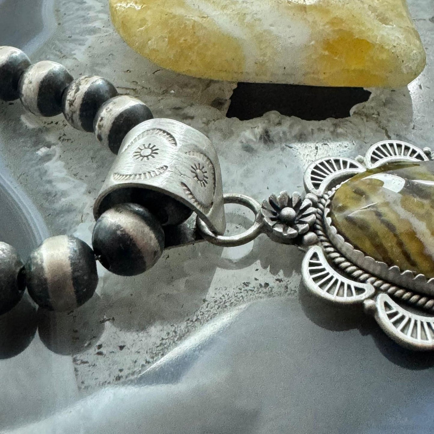 Sterling Silver Southwestern Style Elongated Oval River Jasper Pendant For Women