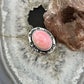 Native American Sterling  Silver Oval Pink Conch Decorated Ring Size 7.25 For Women
