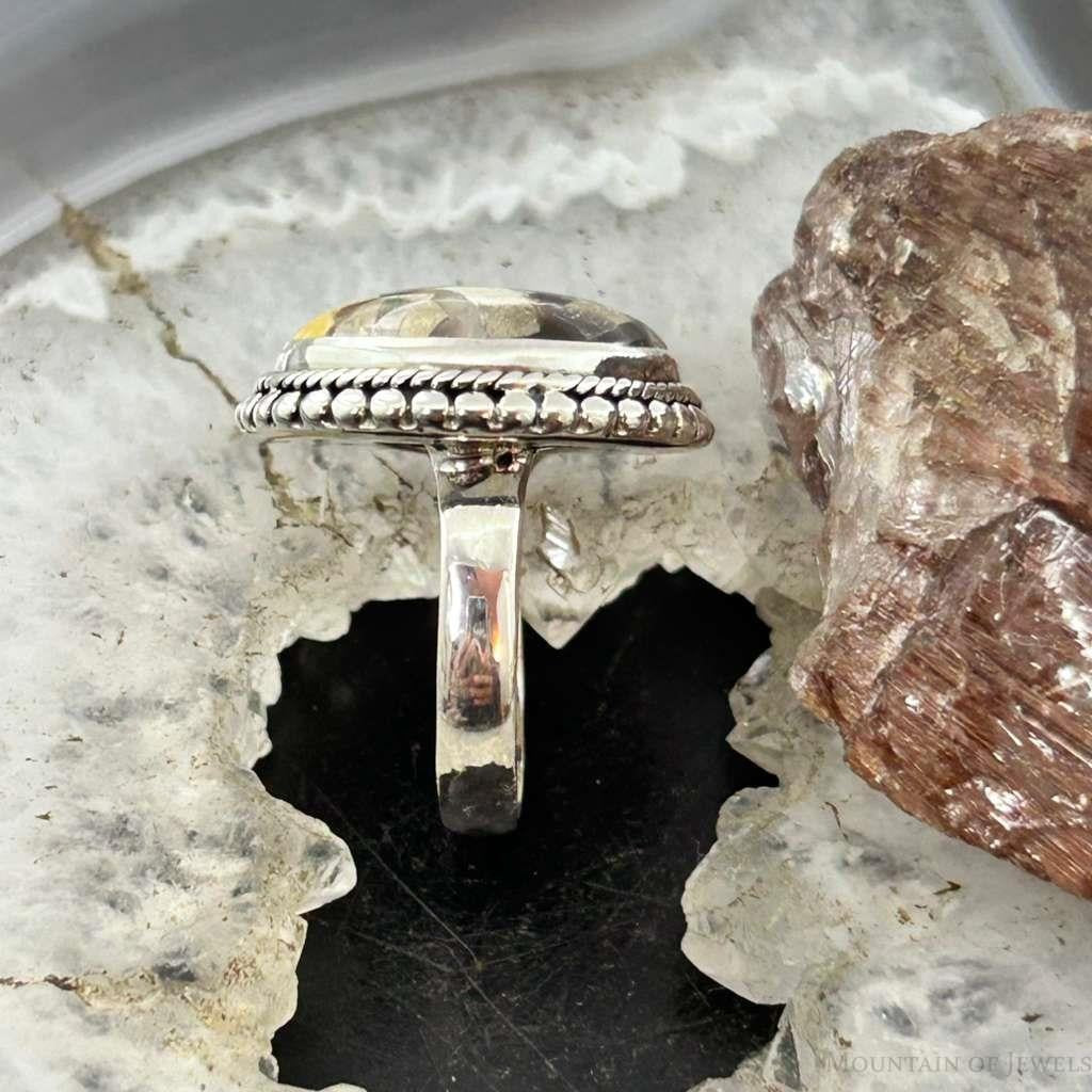 Sterling Silver Southwestern Style Round Mookaite Jasper Ring Size 7.5 For Women