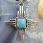 Sterling Silver Southwestern Style Square Mohave Turquoise Unisex Zia Pendant