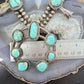 Vintage Native American Sterling Silver Kingman Turquoise Squash Blossom For Women