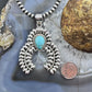 Sterling Silver Southwestern Style Teardrop Turquoise Decorated Unisex Naja Pendant