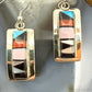 Sheryl Edaakie Zuni Sterling Silver Multistone Inlay Rectangle Dangle Earrings For Women #1