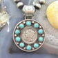 Genuine 1940 90% Silver Mercury Dime Coin w/Mohave Turquoise Unisex Pendant