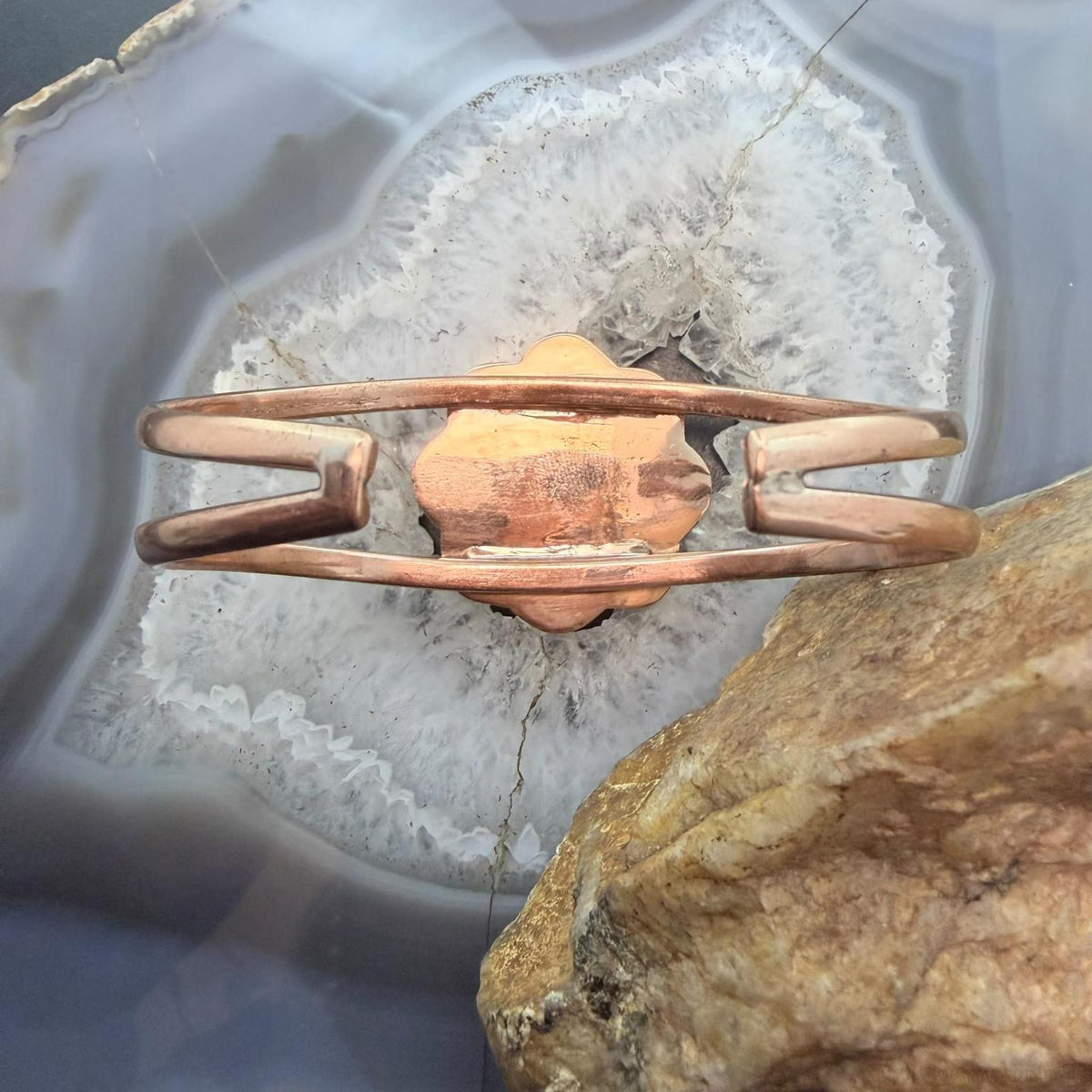 Copper Southwestern Style Teardrop Mohave Turquoise Cluster Bracelet For Women