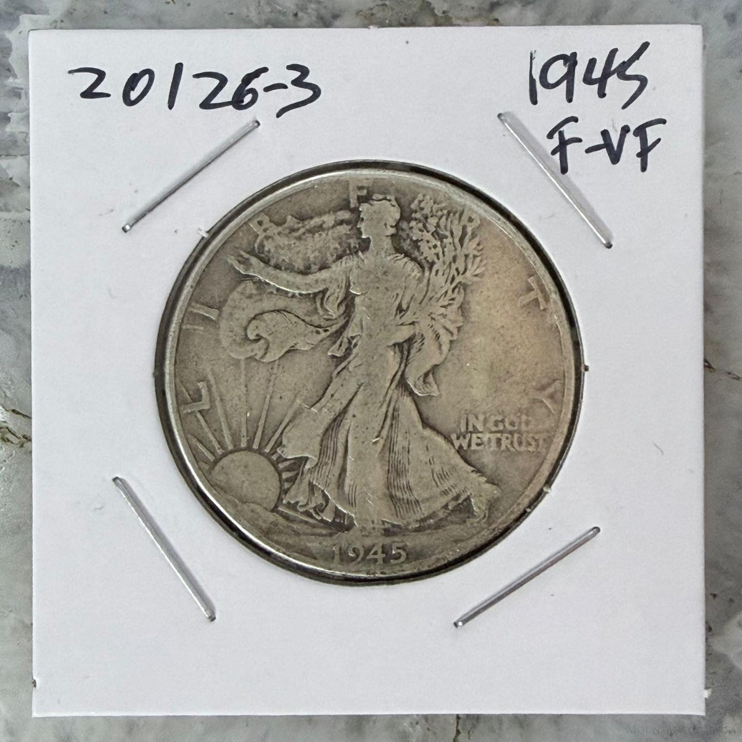 1945 US Walking Liberty Half Dollar 90% Silver F-VF #20126-3