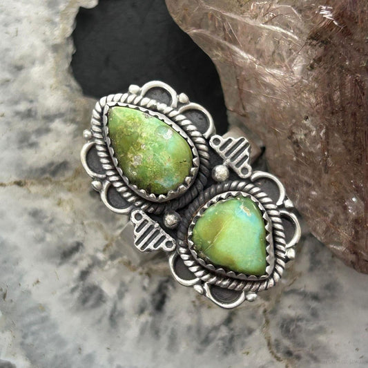 Sterling Silver Southwestern Style Sonora Gold Turquoise Adjustable Ring For Women #10