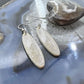 Sterling Silver Oval Fossilized Coral Slab Dangle Earrings For Women #128